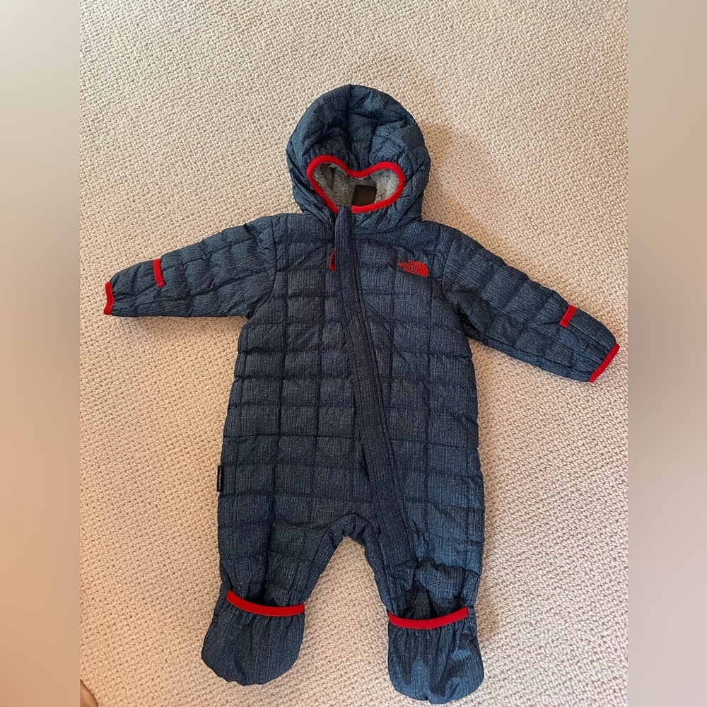 Baby North Face Blue One Piece Snowsuit